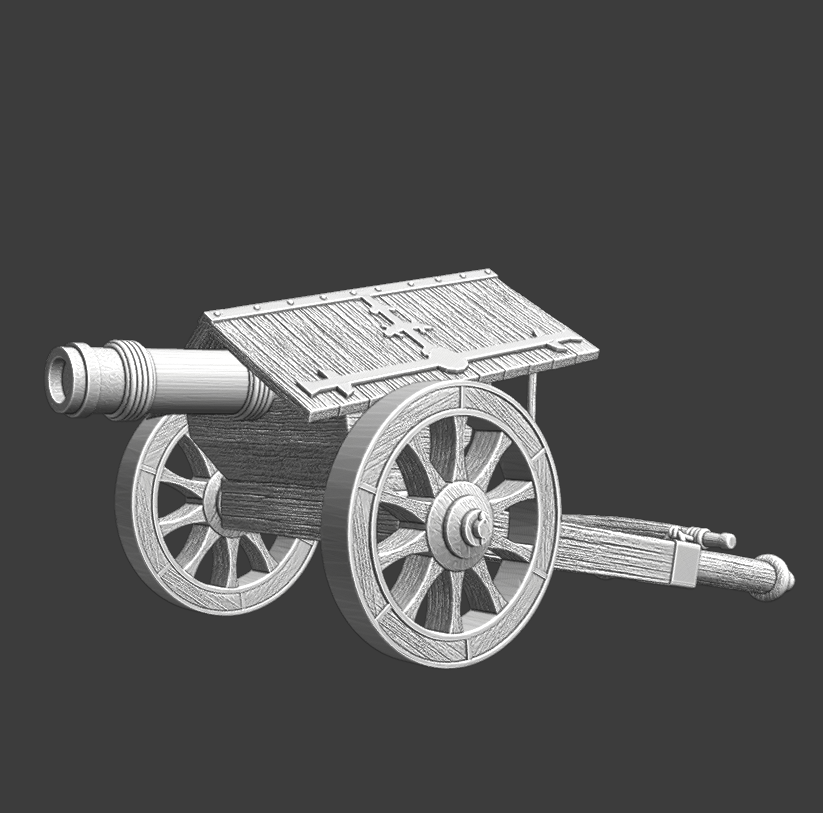 Medieval cannon with protective cover